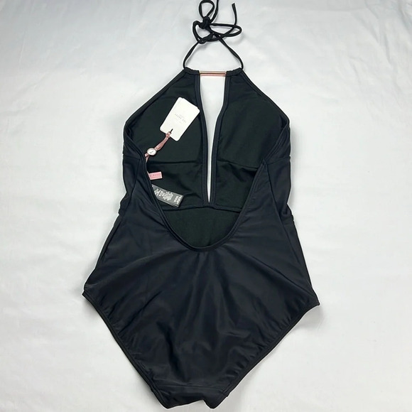 Ted Baker London NEW Women’s U.S 8 Black Halter Deep Back Cut Swimsuit - Picture 4 of 14